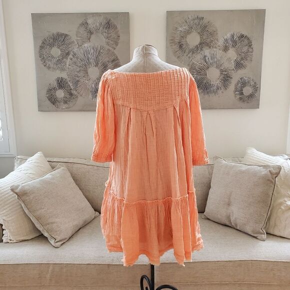 Free People 'Mystery Land' Tunic Mini Dress - size Medium in Peach - Picture 10 of 15